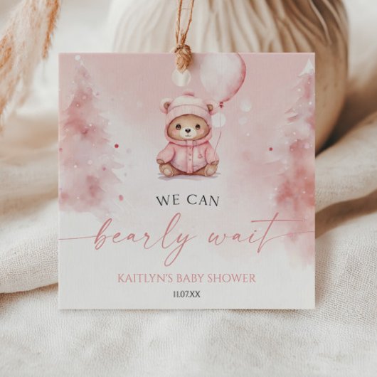 冬のテディベアベビーシャワー We Can Bearly Wait フェイバータグ
