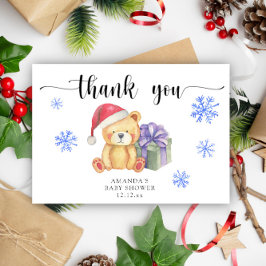 冬のテディベア感謝してい- you サンキューカード