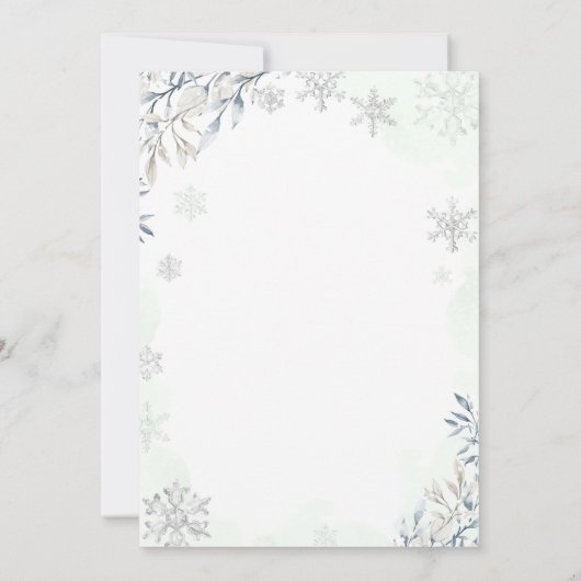 冬のテディベア男女兼用ベビーシャワー 招待状 (裏面)