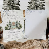 冬のテディベア男女兼用ベビーシャワー 招待状