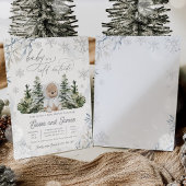 冬のテディベア男女兼用ベビーシャワー 招待状