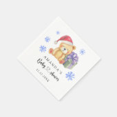 冬のテディベア赤ちゃんシャワー スタンダードカクテルナプキン (角)