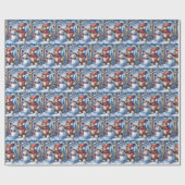 冬のテディベア雪だるま ラッピングペーパー (フラット)