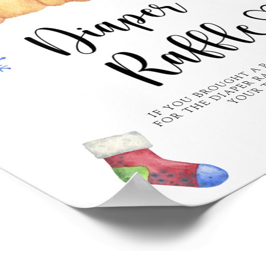 冬のテディベア – おむつラッフルポスター ポスター (角)