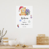 冬のテディベア – ようこそ赤ちゃんシャワー ポスター (キッチン)