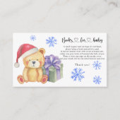 冬のテディベア – ベビーチケット エンクロージャーカード (正面)