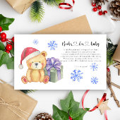 冬のテディベア – ベビーチケット エンクロージャーカード