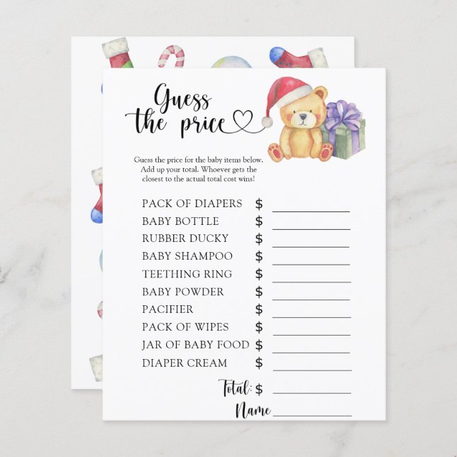 冬のテディベア – 価格を推測！ゲーム (正面/裏面)