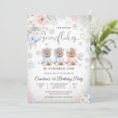 冬のテディベア 誕生日招待状 招待状 (スタンド正面)