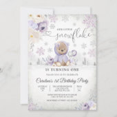 冬のテディベア 誕生日招待状 招待状 (正面)