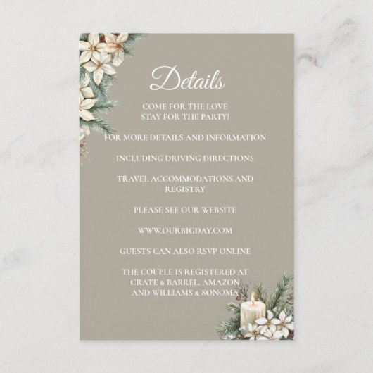 冬のテーマの花の封入カードの詳細 エンクロージャーカード (正面)