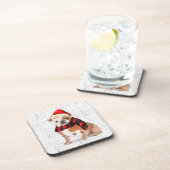 冬のテーマイングリッシュブルドッグウーフワードアート コースター (右側)