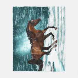 冬のテーマギャロピンアラビアンホース フリースブランケット