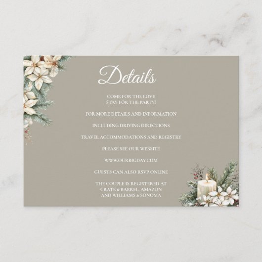 冬のテーマベージュフローラエンクロージャカード詳細 エンクロージャーカード (正面)