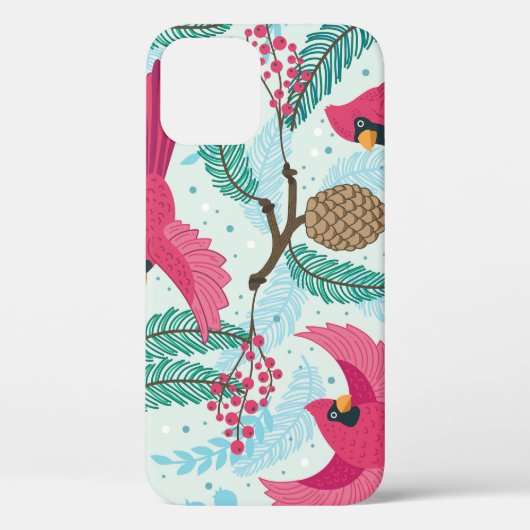 冬のテーマ:赤い(鳥)ショウジョウコウカンチョウパターン。 Case-Mate iPhoneケース (裏面)