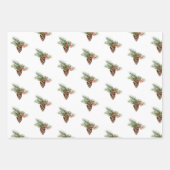 冬のデザインと松の球果のヴィンテージ  ラッピングペーパーシート (正面3)