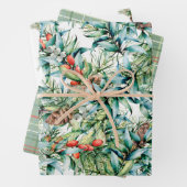 冬のデザインと松の球果のヴィンテージ  ラッピングペーパーシート (インサイチュ)