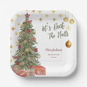 冬のデッキ・ザ・ホールズ ブライダルシャワーの招待状 ペーパープレート (正面)