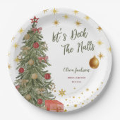 冬のデッキ・ザ・ホールズ ブライダルシャワーの招待状 ペーパープレート (正面)