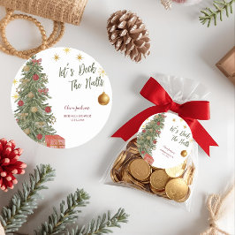 冬のデッキ・ザ・ホールズ ブライダルシャワーの招待状 ラウンドシール