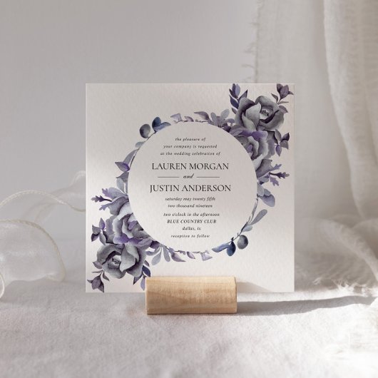 冬のデリケートあじさいフローラ結婚ズ 招待状