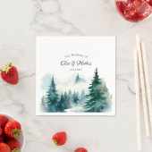 冬のトウヒのクリスマスツリーの風景結婚の数 スタンダードカクテルナプキン (インサイチュ)