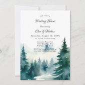 冬のトウヒのクリスマスツリーの風景結婚の数 招待状 (正面)