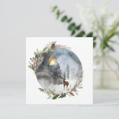 冬のトナカイのランタンのクリスマスグリーティングカード カード (スタンド正面)