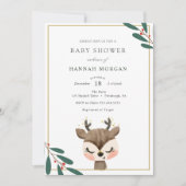 冬のトナカイの赤ちゃんシャワーの招待状 招待状 (正面)