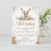 冬のトナカイフローラクリスマスベビーシャワー 招待状 (スタンド正面)