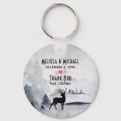 冬のトナカイ素朴グレーの水の色結婚の キーホルダー (正面)