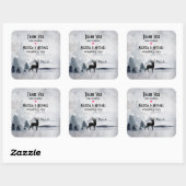 冬のトナカイ素朴グレーの水の色結婚の スクエアシール (シート)