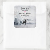 冬のトナカイ素朴グレーの水の色結婚の スクエアシール (バッグ)