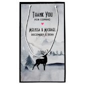 冬のトナカイ素朴グレーの水の色結婚の スモールペーパーバッグ (裏面)