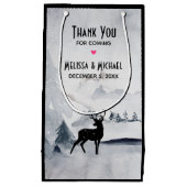 冬のトナカイ素朴グレーの水の色結婚の スモールペーパーバッグ (正面)