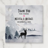 冬のトナカイ素朴グレーの水の色結婚の フェイバータグ (正面)