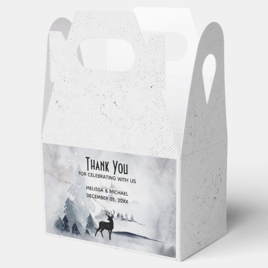 冬のトナカイ素朴グレーの水の色結婚の フェイバーボックス (オープン)