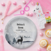 冬のトナカイ素朴グレーの水の色結婚の ペーパープレート (パーティー)