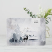 冬のトナカイ素朴グレーの水の色結婚の 招待状 (スタンド正面)