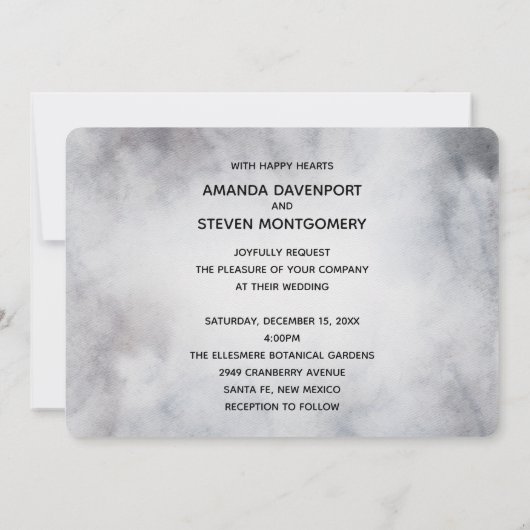 冬のトナカイ素朴グレーの水の色結婚の 招待状 (裏面)
