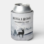 冬のトナカイ素朴グレーの水の色結婚の 缶クーラー (缶正面)