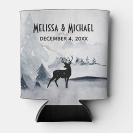 冬のトナカイ素朴グレーの水の色結婚の 缶クーラー