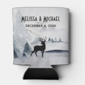 冬のトナカイ素朴グレーの水の色結婚の 缶クーラー (裏面)