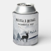 冬のトナカイ素朴グレーの水の色結婚の 缶クーラー (缶裏面)