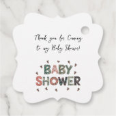 冬のトナカイ縫いパッチワーク赤ちゃんシャワー フェイバータグ (裏面)