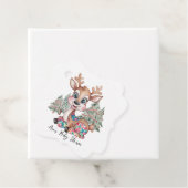 冬のトナカイ縫いパッチワーク赤ちゃんシャワー フェイバータグ (インサイチュ)