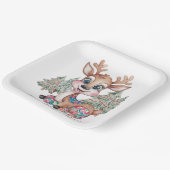 冬のトナカイ縫いパッチワーク赤ちゃんシャワー ペーパープレート (傾斜あり)