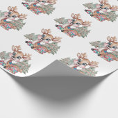 冬のトナカイ縫いパッチワーク赤ちゃんシャワー ラッピングペーパー (角)