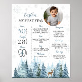 冬のトナカイ誕生日写真マイルストーンポスター ポスター (正面)