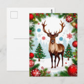 🦌 冬のトナカイ クリスマスのお祝い ポストカード (正面/裏面)
